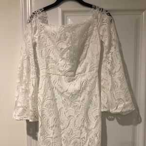 White stretch lace dress